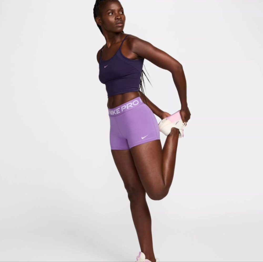 Nike Mid Rise Black Raspberry Pro 3” Shorts - Picture 6 of 9